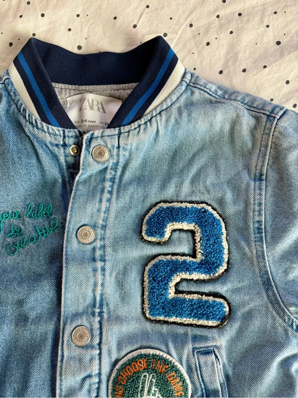 Zara Light Blue Two Tone Denim Kids Bomber Jacket